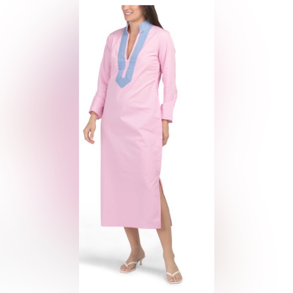 Sail to Sable Pink and Blue Long Sleeve Caftan Size M NWT